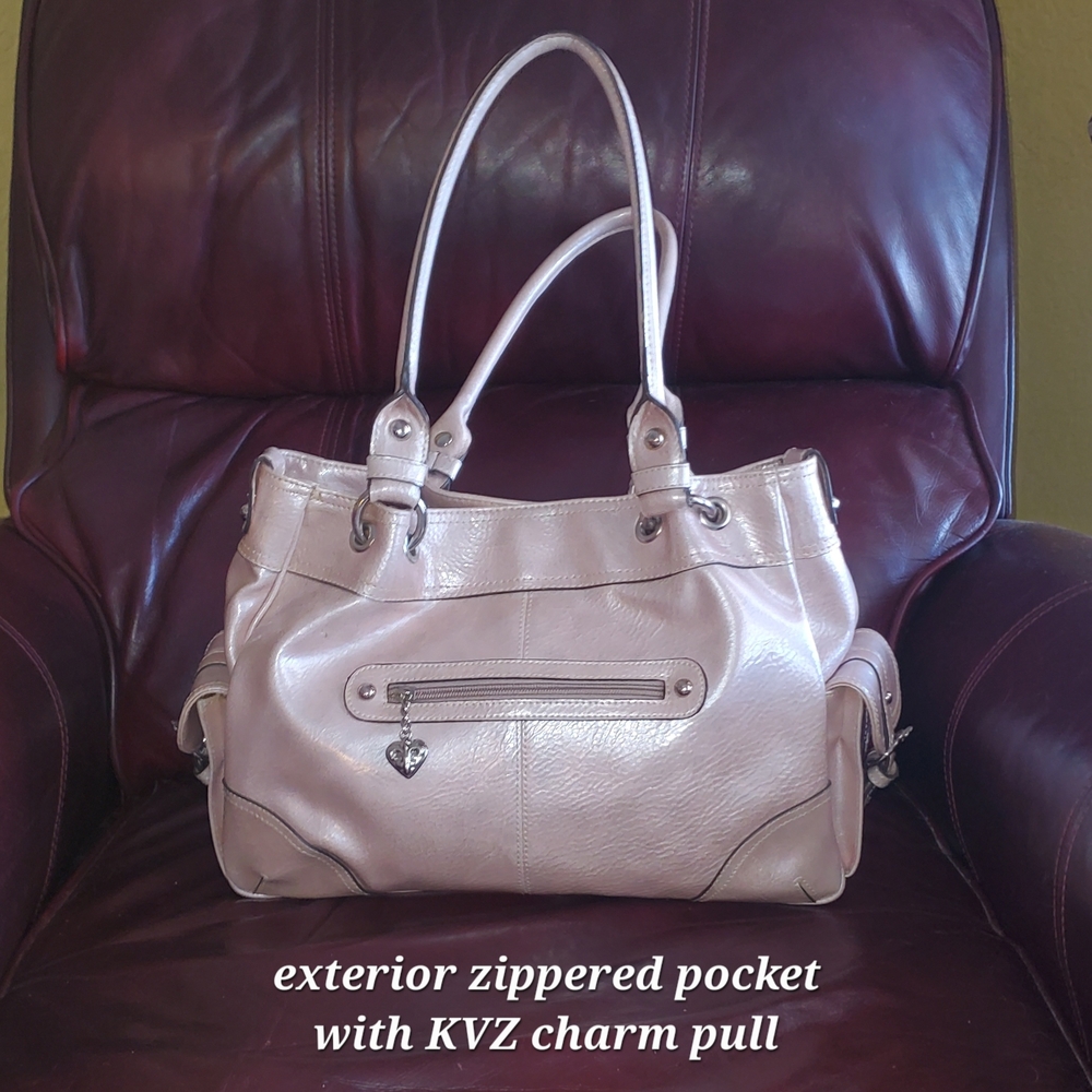 Women’s Metallic Light Pink Tote Bag - Elegant Everyday Handbag - Picture 8 of 16